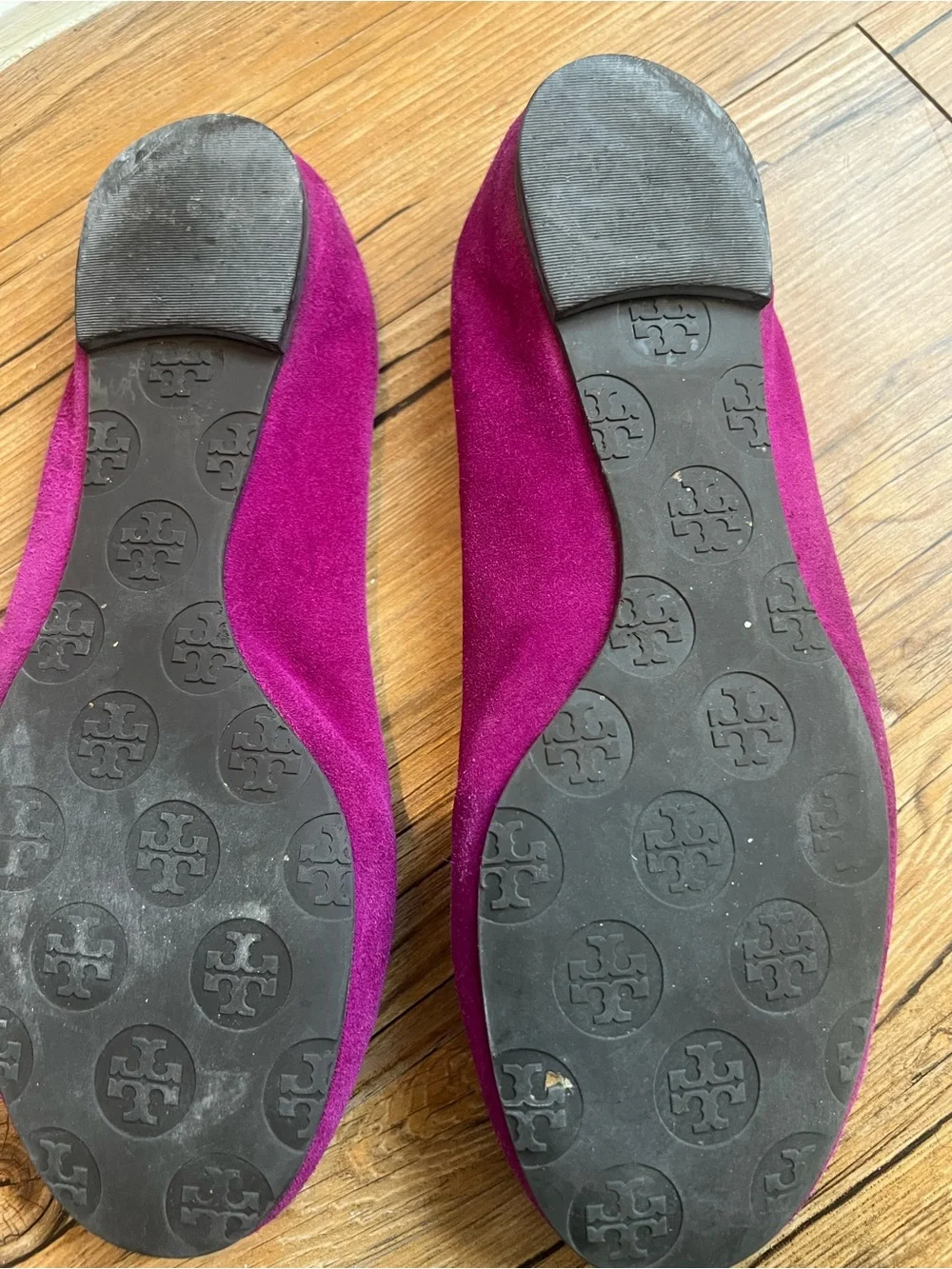 Tory Burch Magenta Suede Logo Ballet Flat